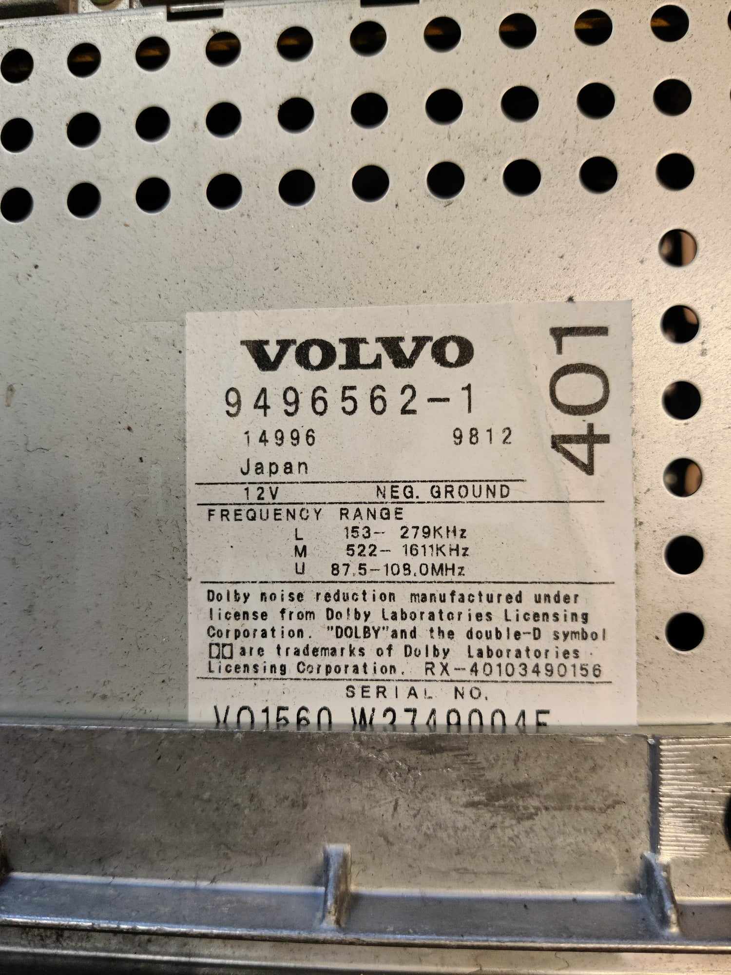 Radio/CD / DVD/ GPS-pääyksikkö Volvo S80 I (184) 2.4 1999, 9491217, 9496562-1