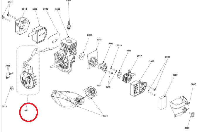 Sarja: Vauhtipyörä ja puola Ryobi lehtipuhallin RBV26B, 5131040446