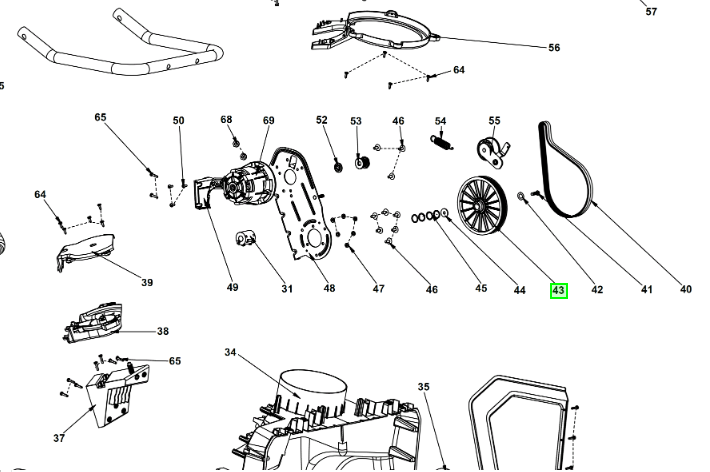 Hihnapyörä moottoriin Ryobi Lumilinko RY36STX53A-150, RY36STX45A-140, 5131046226