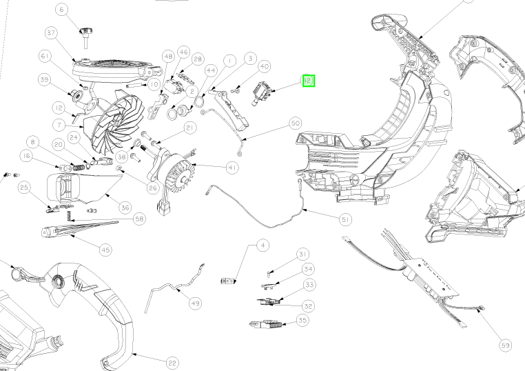 Kytkin, RYOBI RBV36B, RCS36X3550HI, 5131036250