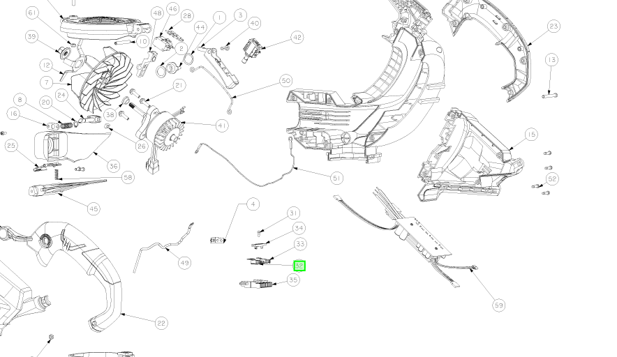 Kontaktiosa, Ryobi RBV36BIN2, 5131035625 1 KPL