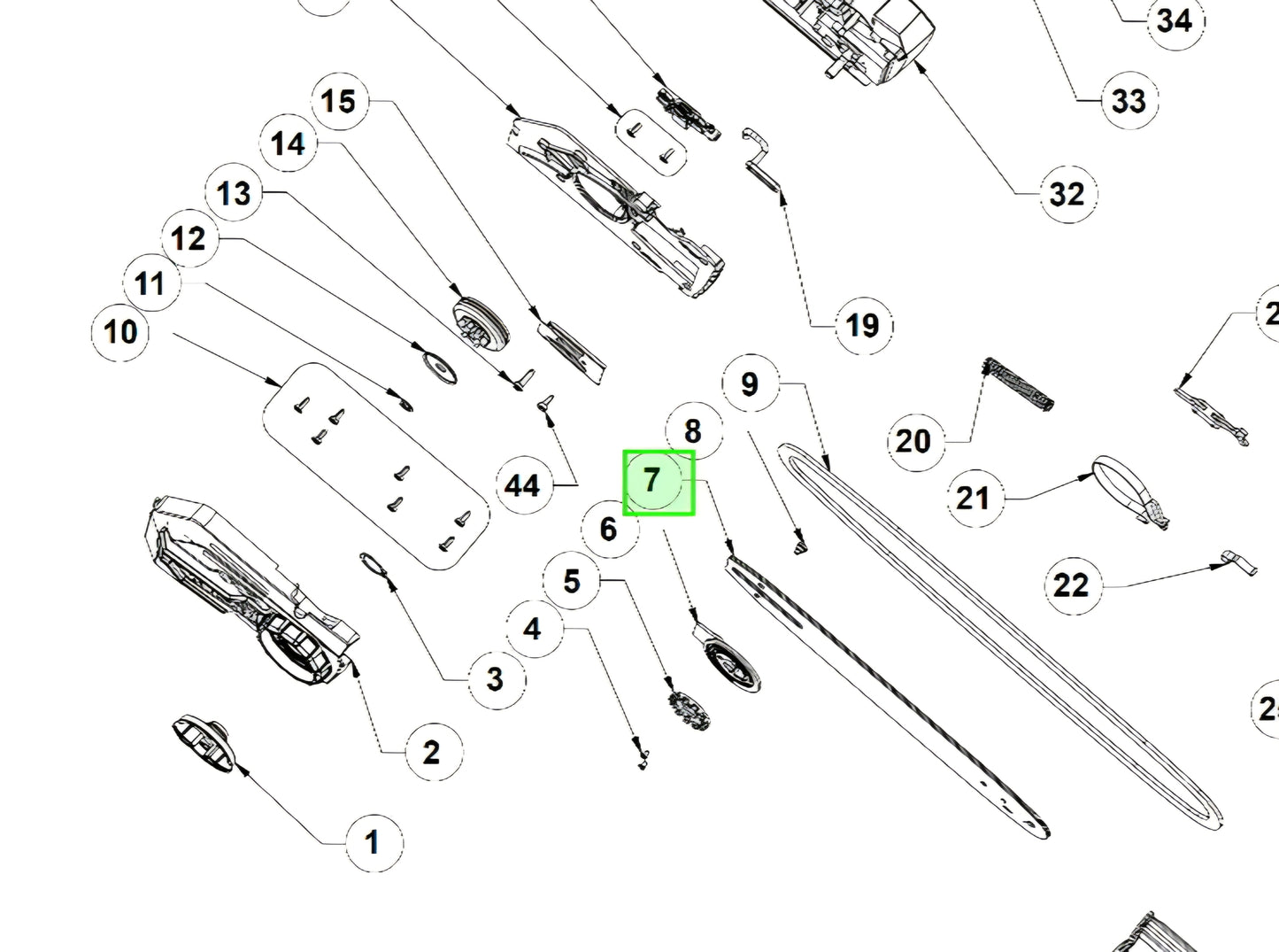 Laipan kiinnitysosat Ryobi akkuketjusaha RCS18X3050