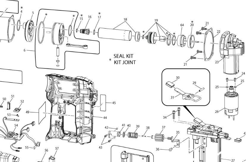 Akseli Ryobi akkuviimeistelynaulain R18N18G-0, 5131031713, 5131031712, 5131031714