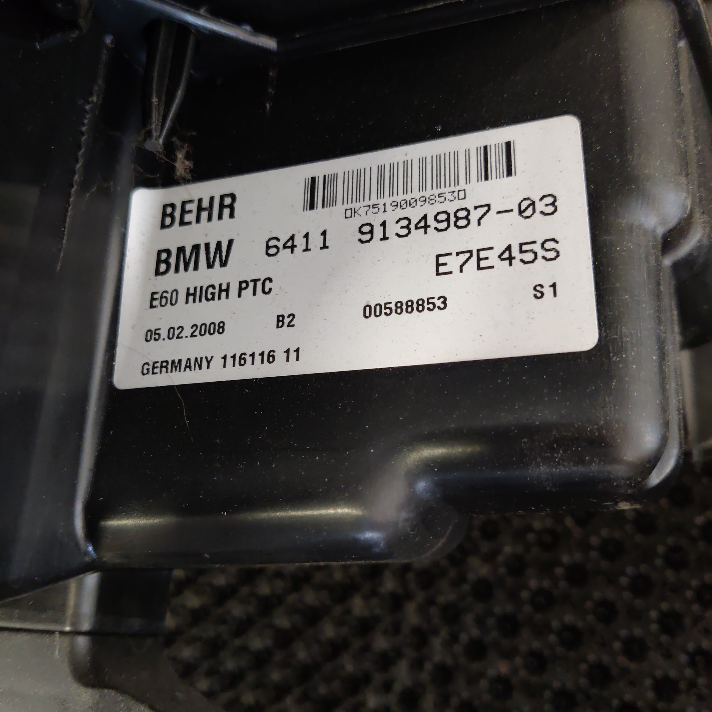 Ilmastointi/lämmitin kokoonpano BMW 5 E61 520D Farmari 2008, 11611611, 9134987-03