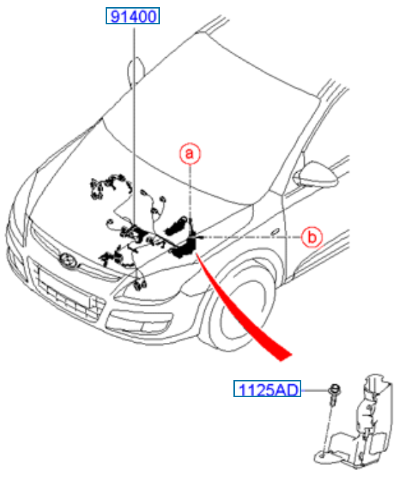 Moottorin johtosarja, bensiinimoottori Hyundai i30 cw 1.6 Farmari 2009, 91400-2l070